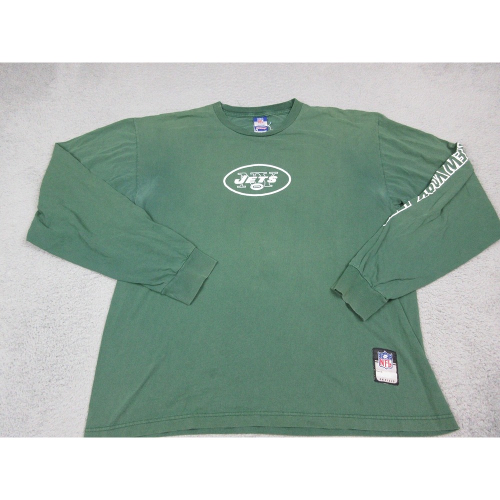 New York Jets Shirt Mens Large Green NFL Football Long Sleeve Reebok On Field